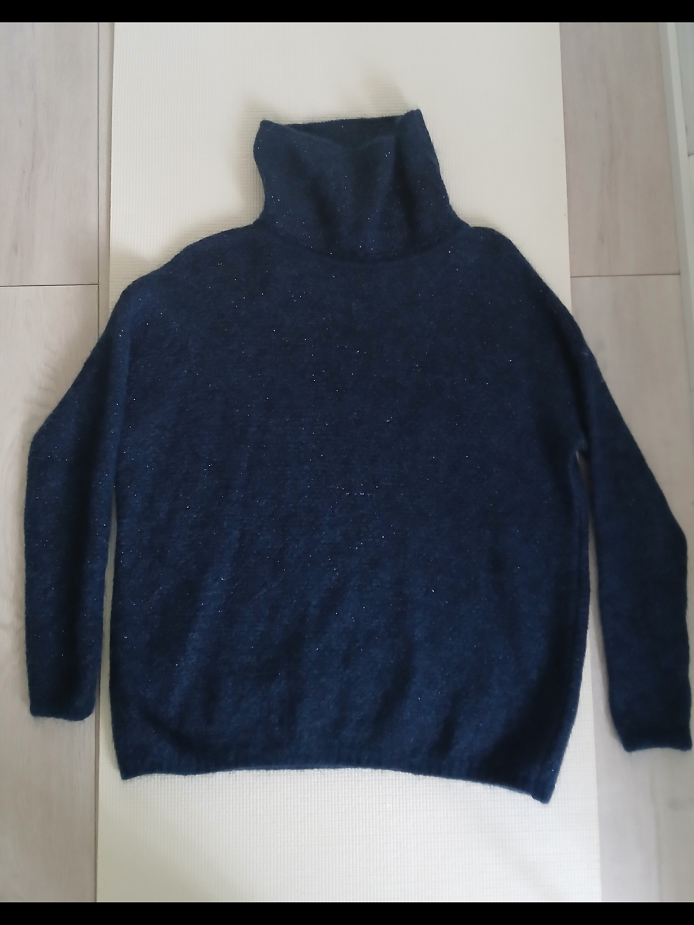 Sarah Pacini Merino  One Size Sweater, Navy Blue With Metalic, Women, S-M-L,Mint